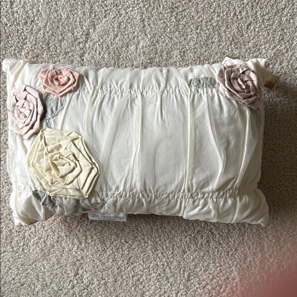 LC Lauren Conrad Cream and Pink Floral Decorative Pillow